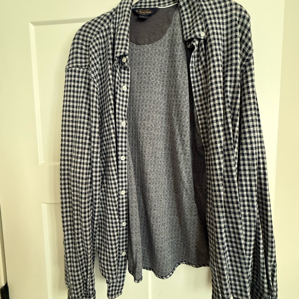 Brooks Brothers Black and White Checkered Shirt Jacket